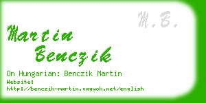 martin benczik business card